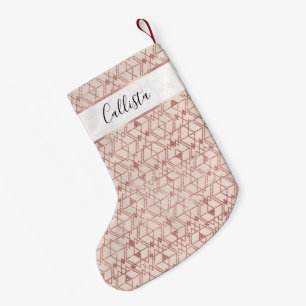 Rosa Rose Gold Glitzer Triangle Tribal Geometric Kleiner Weihnachtsstrumpf