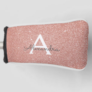 Rosa Rose Gold Glitzer und Monogramm-Name Golf Headcover