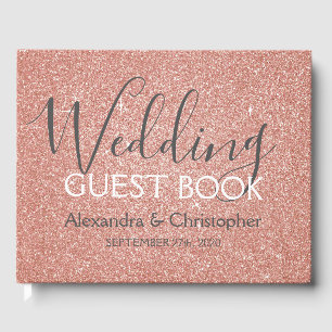 Rosa Rose Gold Glitzer Wedding Guest Book Gästebuch
