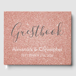 Rosa Rose Gold Glitzer Wedding Guest Book Gästebuch