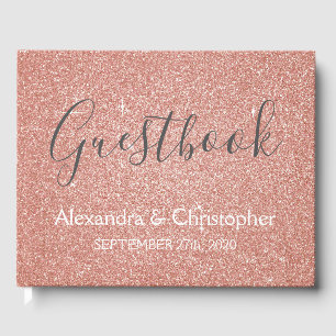 Rosa Rose Gold Glitzer Wedding Guest Book Gästebuch