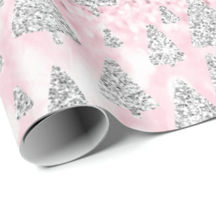 Rosa Rose Gold Glitzer Weihnachtsbaum Feiertage Geschenkpapier