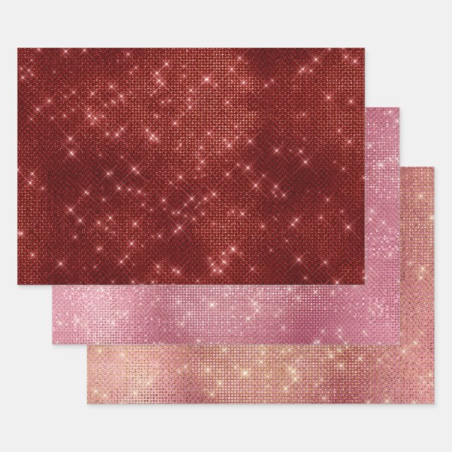 Rosa Rose Gold Glitzy Chic Glam Sparkone Geschenkpapier Set (Set)