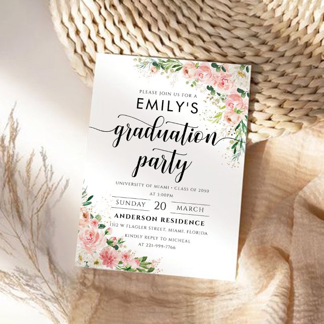 Rosa Rose Gold Graduation Party Einladung. Einladung (Von Creator hochgeladen)