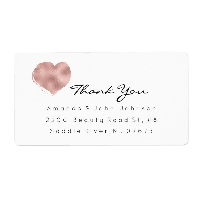 Rosa Rose Gold Heart Pinselstriche Vielen Dank (Vorne)