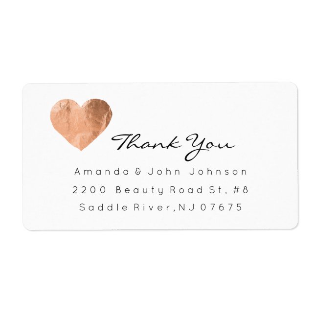 Rosa Rose Gold Heart Pinselstriche Vielen Dank (Vorne)