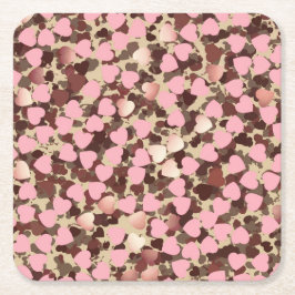Rosa Rose Gold Hearts Camouflage Untersetzer Set
