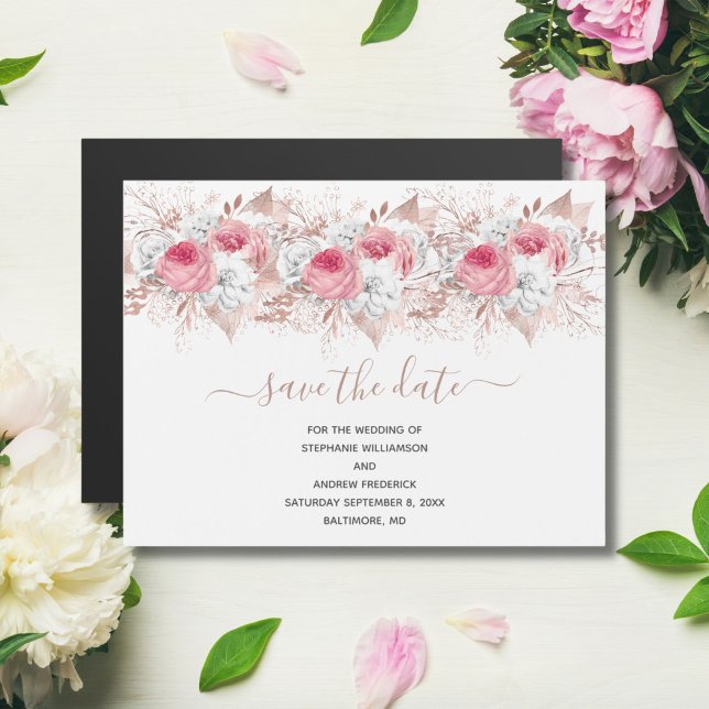 Rosa Rose Gold Hochzeit speichern das Date Magnet (Von Creator hochgeladen)
