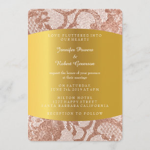 Rosa Rose Gold Imitate Hochzeit königliche Einladu Einladung