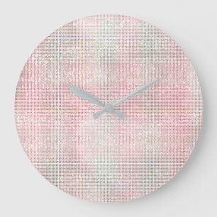 Rosa Rose Gold Imitate Pinselstrich Metallic Diamo Große Wanduhr