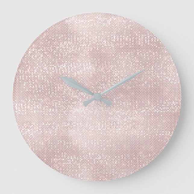 Rosa Rose Gold Imitate Pinselstrich Metallic Diamo Große Wanduhr (Vorderseite)