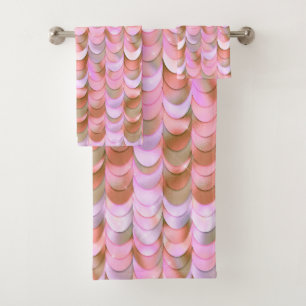 Rosa Rose Gold Iridescent Meerjungfrau Scales Glit Badhandtuch Set