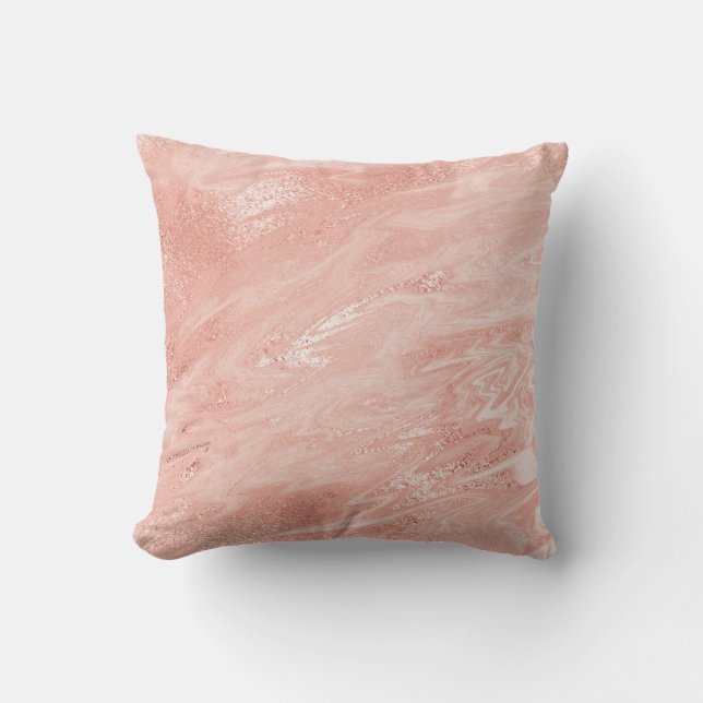 Rosa Rose Gold Korallenpfirsichmor Abstrakt Kissen (Vorderseite)