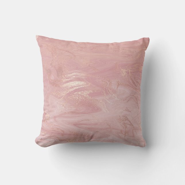 Rosa Rose Gold Liebe Marmor Molten Gold Abstrakt Kissen (Vorderseite)