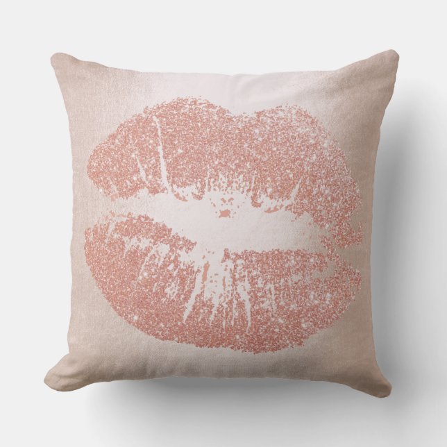Rosa Rose Gold Lifte Glitzer Rosa Funkelnd Kuss Kissen (Vorderseite)