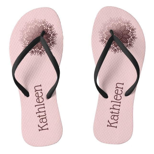 Rosa Rose Gold Mandala Personalisiert Flip Flops (Fußbett)
