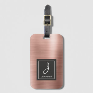 Rosa Rose Gold Metal Elegante Monogram Gepäckmarke Gepäckanhänger