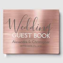 Rosa Rose Gold Metallic Wedding Guest Book Gästebuch