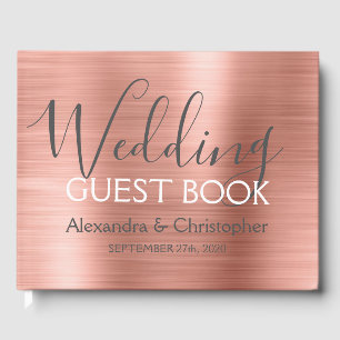 Rosa Rose Gold Metallic Wedding Guest Book Gästebuch
