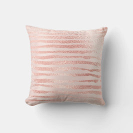 Rosa Rose Gold Metallische Streifen Lines Girl Kissen