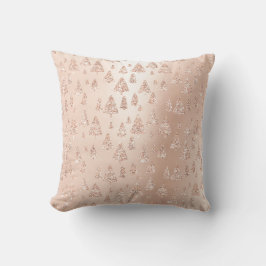 Rosa Rose Gold Metallischer Glitzer Weihnachtsbaum Kissen