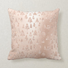 Rosa Rose Gold Metallischer Glitzer Weihnachtsbaum Kissen