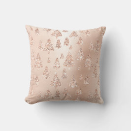 Rosa Rose Gold Metallischer Glitzer Weihnachtsbäum Kissen