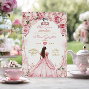Rosa Rose Gold Mis Quince 15 Anos Quinceñera Einladung