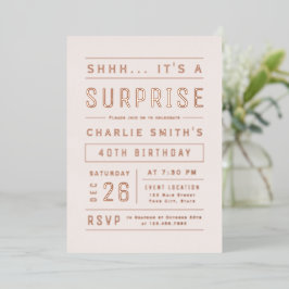 Rosa Rose Gold Moderne Typografie Überraschung Geb Folieneinladung