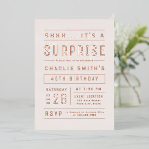 Rosa Rose Gold Moderne Typografie Überraschung Geb Folieneinladung
