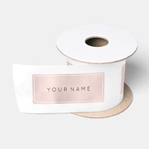 Rosa Rose Gold Name Metallic Minimal rechteckig Satinband