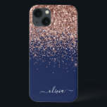 Rosa Rose Gold Navy Blue Glitzer Monogram Ca Case-Mate iPhone Hülle<br><div class="desc">Rose Gold - Blush Pink und Navy Blue Imitate Sparkle und Dripping Glitzer gebürstete Metal Monogram Name und Anfangssondo Telefon. Das macht den perfekten 16 Geburtstag,  Hochzeit,  Brautparty,  Jubiläum,  Babydusche oder Junggeselinnen-Abschied Geschenk für jemanden,  der Lieben glamourösen Luxus und schicke Stile.</div>