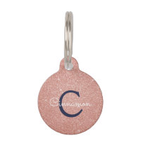 Rosa Rose Gold Navy Blue Glitzer Sparkgram Monogra