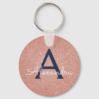 Rosa Rose Gold Navy Blue Glitzer Sparkgram Monogra