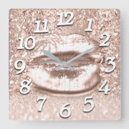 Rosa Rose Gold Park Glitzer Locarno Quadratische Wanduhr