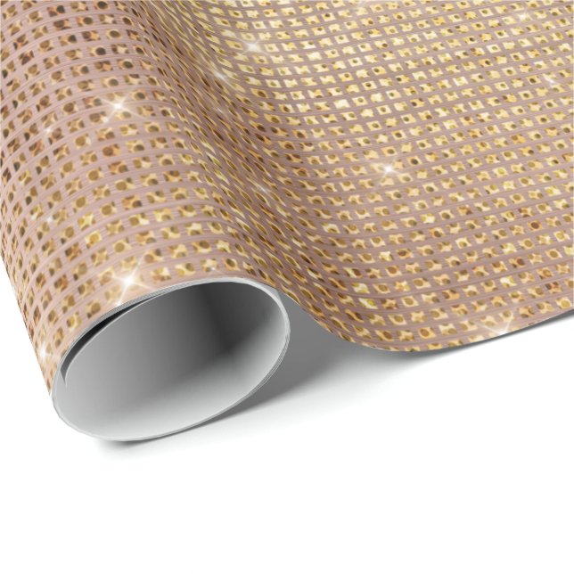 Rosa Rose Gold Pinsel Funkelnd Diamond Metallic Geschenkpapier (Rolleneckpunkt)