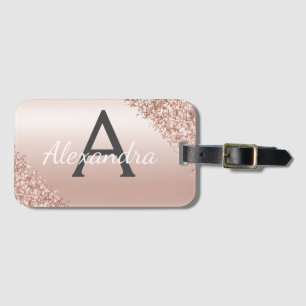 Rosa Rose Gold Pinsel Metal Script Monogram Niedli Gepäckanhänger