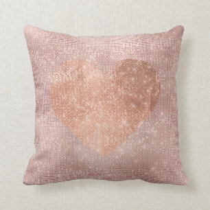 Rosa Rose Gold Pinselstriche Herzsequenz Funkelnd Kissen