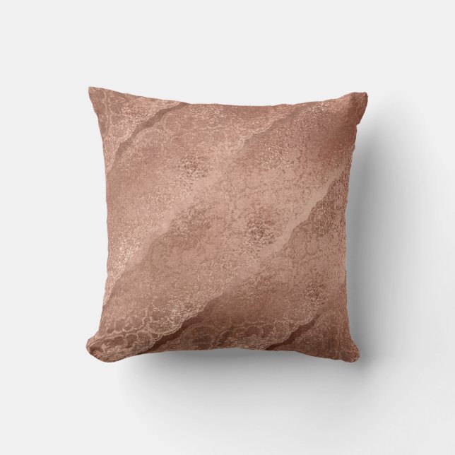 Rosa Rose Gold Powder Bläschen Spitzen Kissen (Vorderseite)