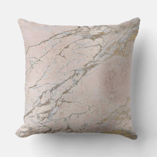 Rosa Rose Gold Powder Marmor Kissen (Vorderseite)