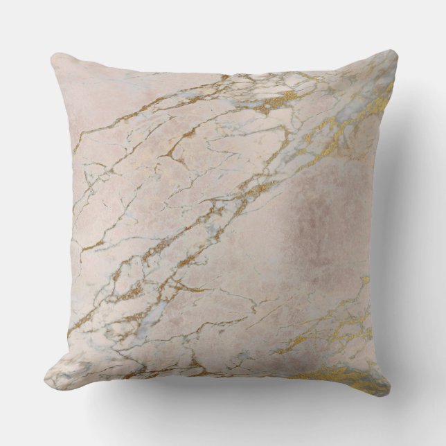 Rosa Rose Gold Powder Marmor Kissen (Vorderseite)
