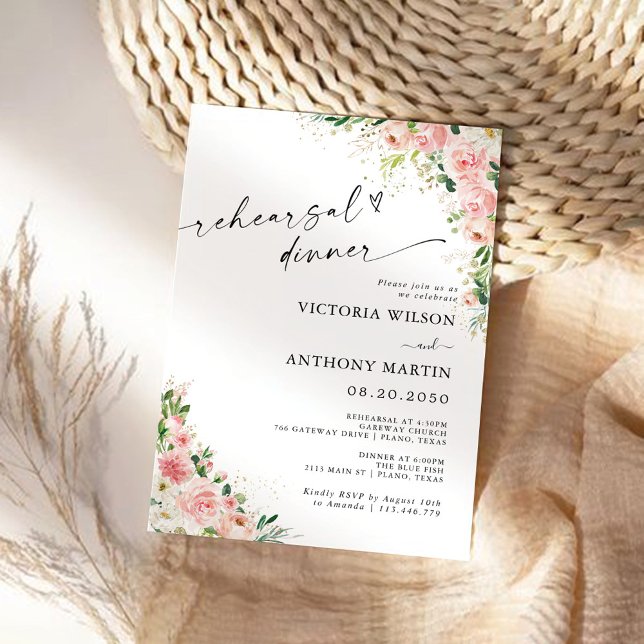 Rosa Rose Gold Probe Abendessen Einladung (Von Creator hochgeladen)