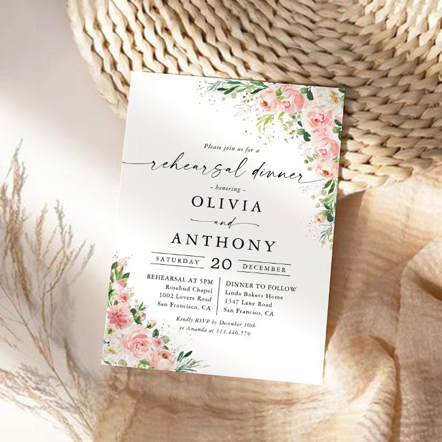 Rosa Rose Gold Probe Abendessen Einladung (Von Creator hochgeladen)