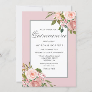 Rosa Rose Gold Quinceanera Einladung