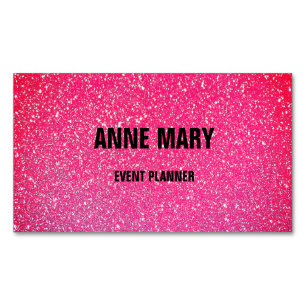 Rosa Rose Gold Red Glitzer Hochzeitsplaner Magnetische Visitenkarte