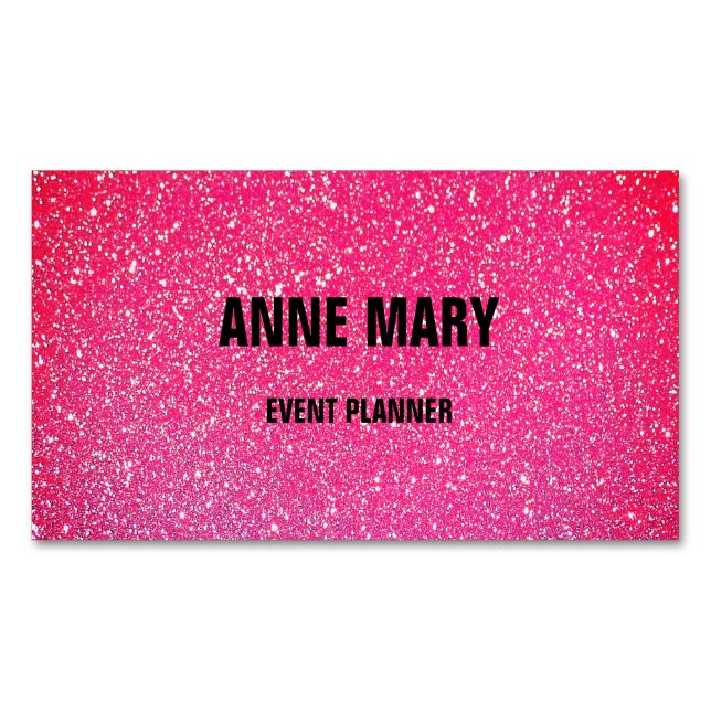 Rosa Rose Gold Red Glitzer Hochzeitsplaner Magnetische Visitenkarte (Vorderseite)