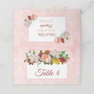Rosa Rose Gold Rose Bouquet Tischkarte Platzkarte