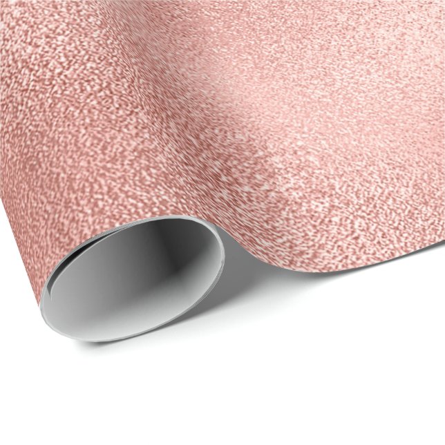 Rosa Rose Gold Schwarz Minimal Glam Pastel Shiny Geschenkpapier (Rolleneckpunkt)