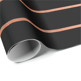 Rosa Rose Gold Schwarze Streifen Linien Geschenkpapier