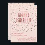 Rosa Rose Gold Silber Glitzer Confetti Sweet 16 Einladung<br><div class="desc">Diese elegante und schicke 16 . Geburtstag Geburtstagsfeier ist das perfekte Design für Ihre junge Teenagerin. Es verfügt über ein Imitat gedruckt funkelnd Rose Gold und silberne Glitzer Konfetti auf einem einfachen rot rosa Hintergrund mit passender Rose Gold Glitzer Typografie. Es ist ein schönes, einfaches, glamouröses und luxuriöses minimalistisches Design...</div>